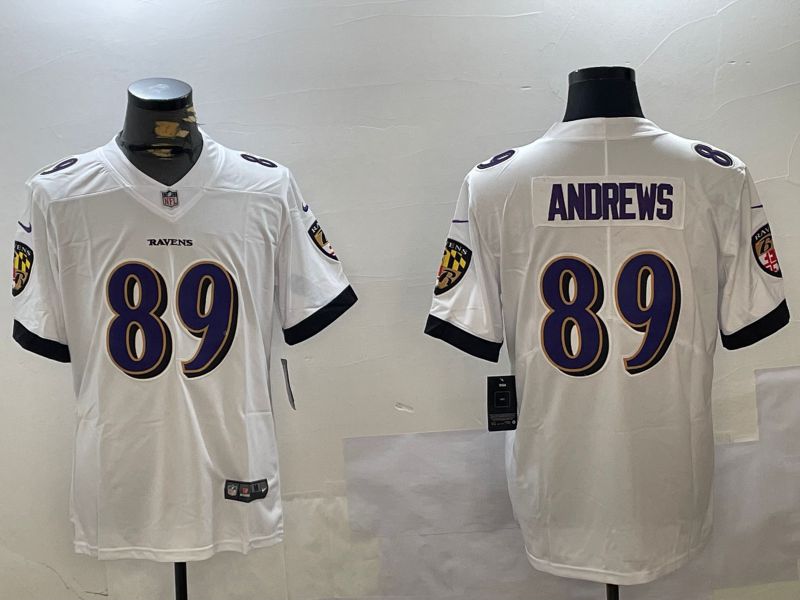 Men Baltimore Ravens #89 Andrews White Second generation 2024 Nike Limited NFL Jersey style 1->baltimore ravens->NFL Jersey